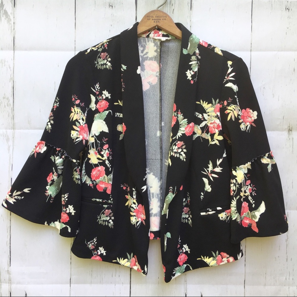 Maurice’s Floral Blazer Jacket Bell Sleeve 16 18
